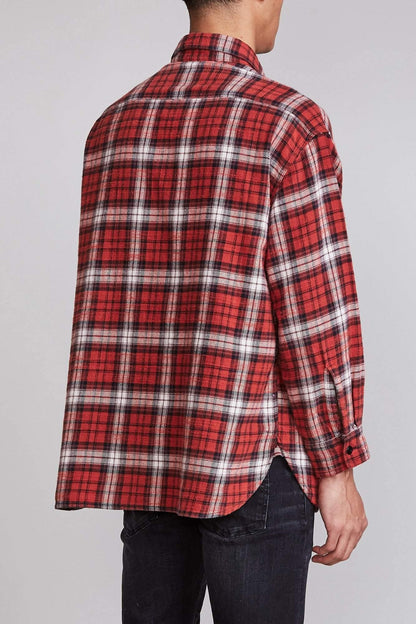 Oversized Shirt - Red Plaid - BEST KPOP SHOP