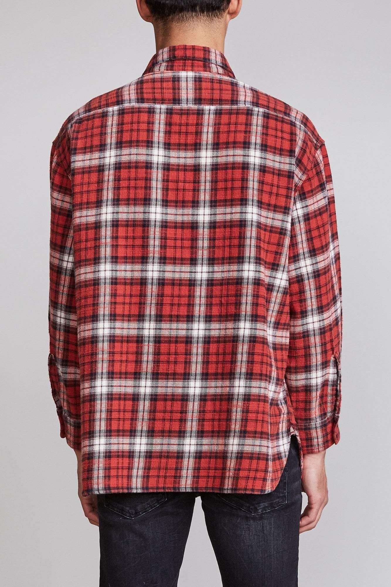 Oversized Shirt - Red Plaid - BEST KPOP SHOP