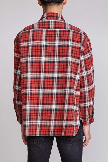 Oversized Shirt - Red Plaid - BEST KPOP SHOP