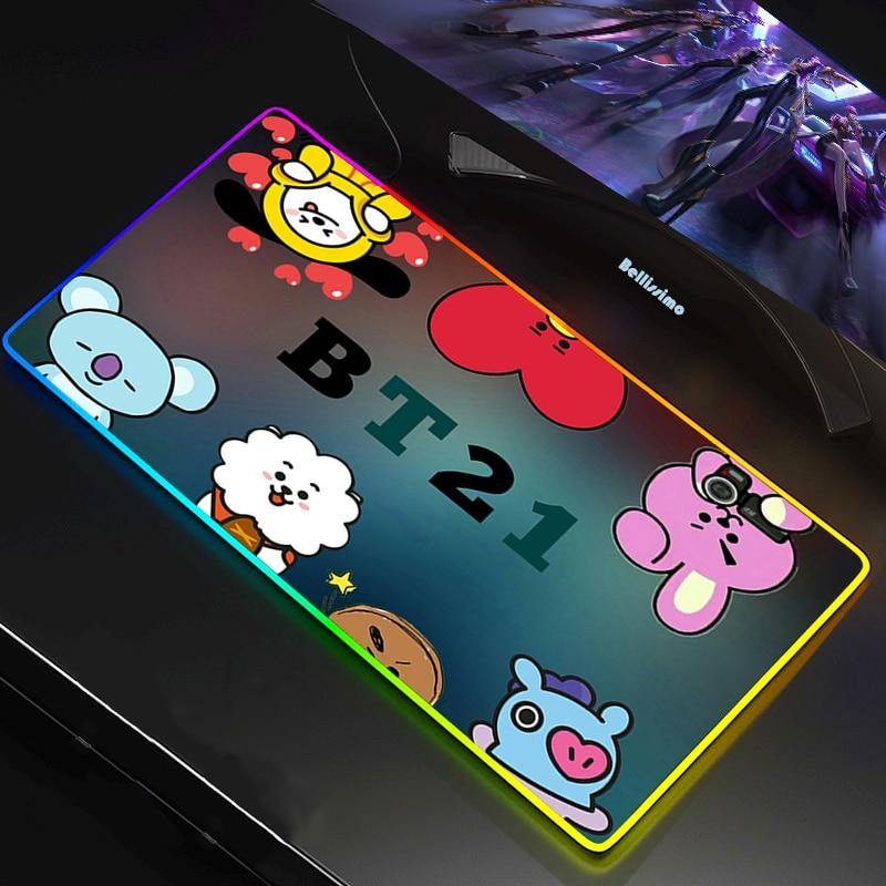Tapis de souris LED RGB BT21 - BEST KPOP SHOP